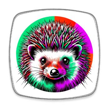Igel - Viereckiger Kühlschrankmagnet - Weiß - Vorne