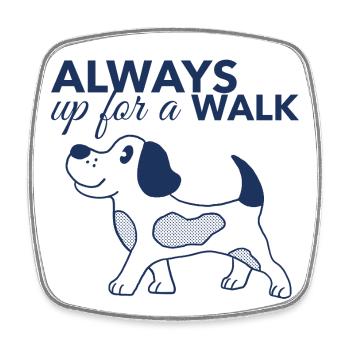 Always Up for a Walk – Dog Lover Shirt - Square fridge magnet - white - Front