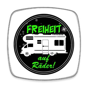 Wohnmobil,Camping,Fun Shirt,Freiheit auf Räder(25) - Viereckiger Kühlschrankmagnet - Weiß - Vorne