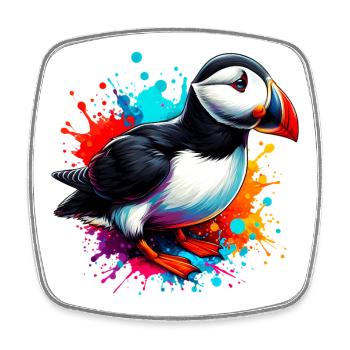 Puffin - Square fridge magnet - white - Front