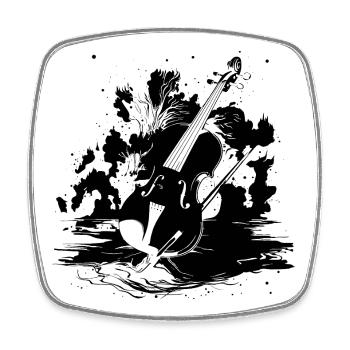 Violon - Magnet carré - blanc - Devant