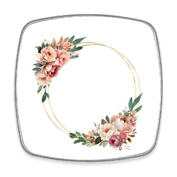 Rustic flower wreath, customizable - Square fridge magnet - white - Front
