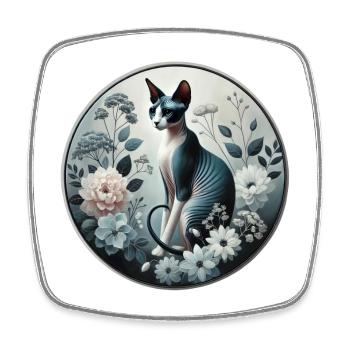 Princess Sphynxkatze zwischen Blumen - Viereckiger Kühlschrankmagnet - Weiß - Vorne