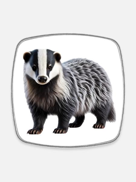 Badger - Square fridge magnet - white