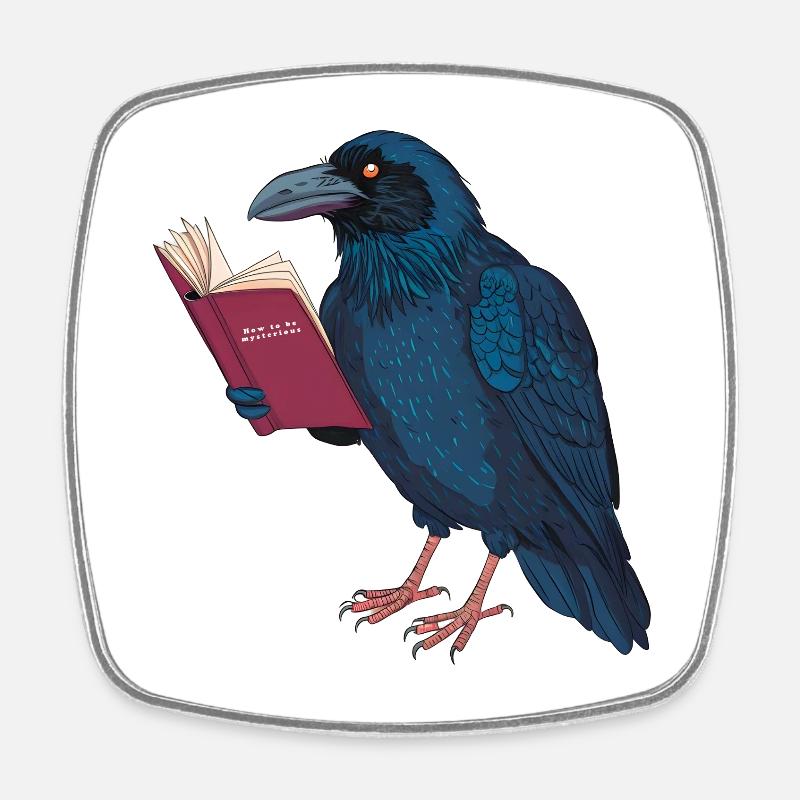 Mysterious Raven - Square fridge magnet - white