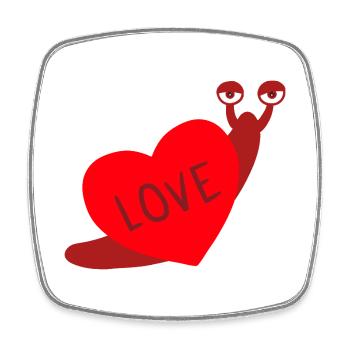 Love snail - Square fridge magnet - white - Front