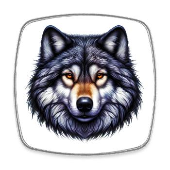 Wolf - Viereckiger Kühlschrankmagnet - Weiß - Vorne