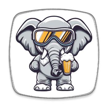 Elephant Après Ski Beer Comic - Square fridge magnet - white - Front