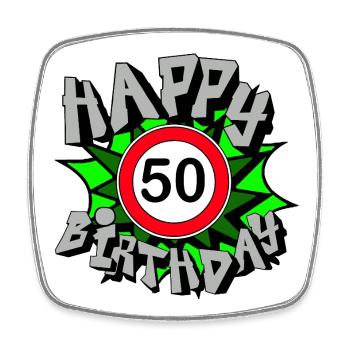 50th Birthday , Happy Birthday 50 (25) - Square fridge magnet - white - Front