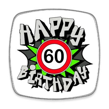 60. Geburtstag , 60 Happy Birthday (25) - Viereckiger Kühlschrankmagnet - Weiß - Vorne