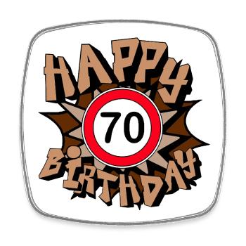 70e anniversaire , Cadeau joyeux 70e anniversaire (25) - Magnet carré - blanc - Devant