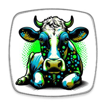 Vache - Magnet carré - blanc - Devant