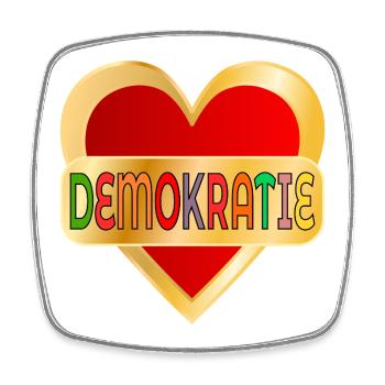 DEMOKRATIE WÄHLEN HERZ - Viereckiger Kühlschrankmagnet - Weiß - Vorne
