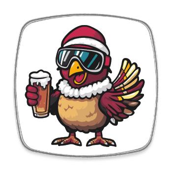 Dinde Après-Ski Bière Bande dessinée - Magnet carré - blanc - Devant