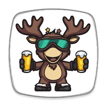Elch Apres Ski Bier Comic - Viereckiger Kühlschrankmagnet - Weiß - Vorne