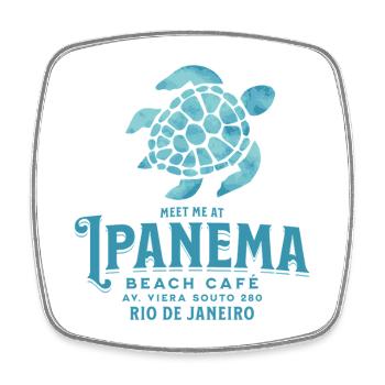 Meet me at Ipanema Beach Café - Square fridge magnet - white - Front