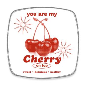 Cherry on Top – Sweet Perfection - Square fridge magnet - white - Front