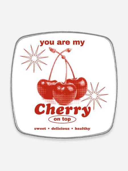 Cherry on Top – Süße Perfektion - Viereckiger Kühlschrankmagnet - Weiß