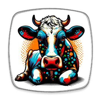 Vache - Magnet carré - blanc - Devant