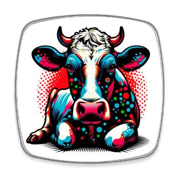 Cow - Square fridge magnet - white - Front