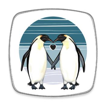 Valentines Day - Penguin Love with Heart - Square fridge magnet - white - Front