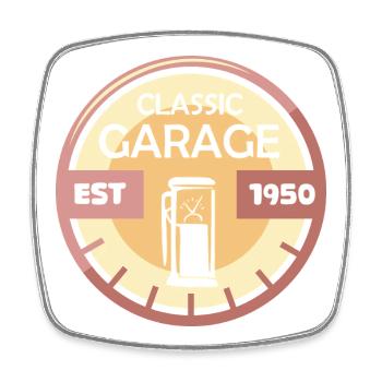 Voiture vintage garage rétro tenue vintage voiture classique - Magnet carré - blanc - Devant