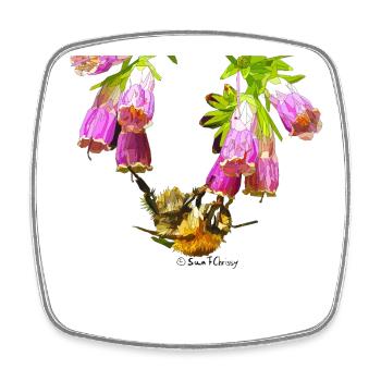 Mosaïque d’abeilles avec effet réaliste - Magnet carré - blanc - Devant