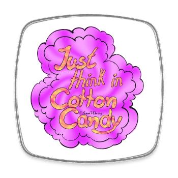 Cotton Candy Thinking Extra Shine - Viereckiger Kühlschrankmagnet - Weiß - Vorne