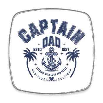 Captain Dad Design with Anchor and Palm Tree - Square fridge magnet - white - Front