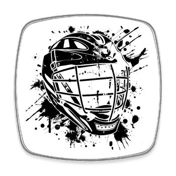 Lacrosse Helm - Viereckiger Kühlschrankmagnet - Weiß - Vorne