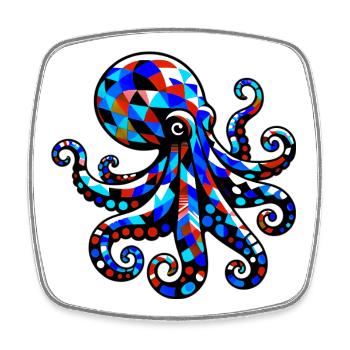 Octopus - Square fridge magnet - white - Front