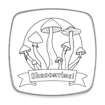Zeit für Pilze! Psilocybe Cubensis schwarz und weiß - Viereckiger Kühlschrankmagnet - Weiß - Vorne