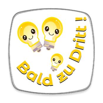 SCHWANGERSCHAFT BABY - BALD ZU DRITT - GLÜHBIRNEN - Viereckiger Kühlschrankmagnet - Weiß - Vorne