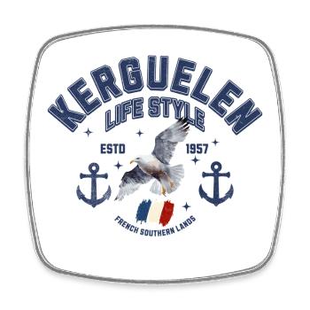 Kerguelen Inseln Design mit Möwe und Ankern - Viereckiger Kühlschrankmagnet - Weiß - Vorne