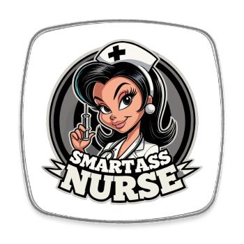 Smartass Nurse Funny Gift - Square fridge magnet - white - Front