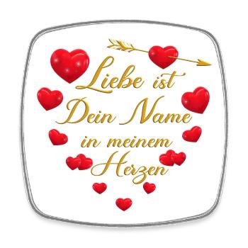 Romantisches Herz-Design - Liebe ist dein Name - Viereckiger Kühlschrankmagnet - Weiß - Vorne
