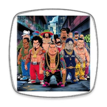 Street Gang - Manga Style 2 - Square fridge magnet - white - Front