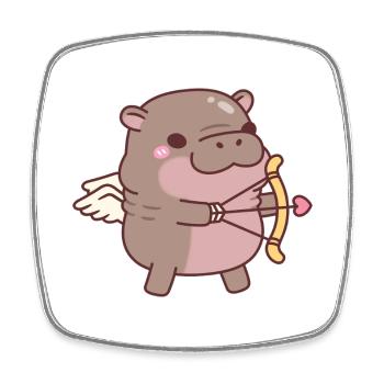 Cute Pygmy Hippo Cupid - Square fridge magnet - white - Front