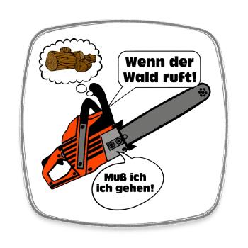 Motorsäge , Kaminholz , Old School , Kamin , (25) - Viereckiger Kühlschrankmagnet - Weiß - Vorne