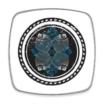 Yoga Geometric Flower: Linocut Mandala - Square fridge magnet - white - Front