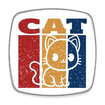 Cute Cartoon Cat Retro Design - Square fridge magnet - white - Front
