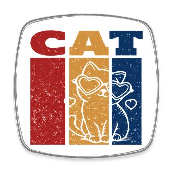 Chat de la Saint-Valentin avec des lunettes de soleil en forme de cœur - Magnet carré - blanc - Devant
