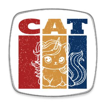 Licorne chat design rétro - Magnet carré - blanc - Devant