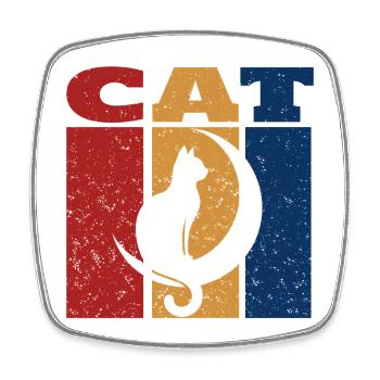 Cat On Crescent Moon Retro Design - Square fridge magnet - white - Front