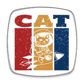 Chat astronaute design rétro - Magnet carré - blanc - Devant