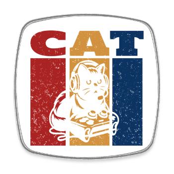 Die Gamer Cat Retro Design - Viereckiger Kühlschrankmagnet - Weiß - Vorne