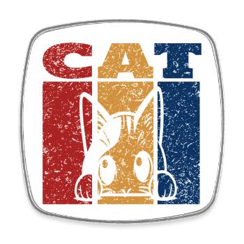 Spähende Katze Retro Design - Viereckiger Kühlschrankmagnet - Weiß - Vorne