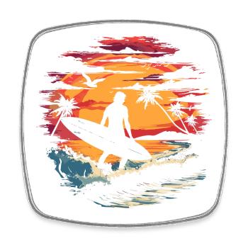 Surfer Graphics - Square fridge magnet - white - Front