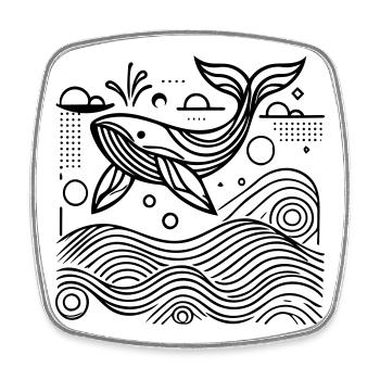Ocean Spirit – Geometrischer Wal - Viereckiger Kühlschrankmagnet - Weiß - Vorne
