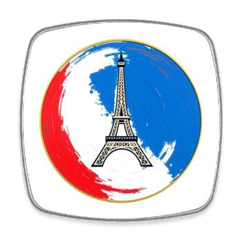 France Badge – Tricolor Pride - Square fridge magnet - white - Front
